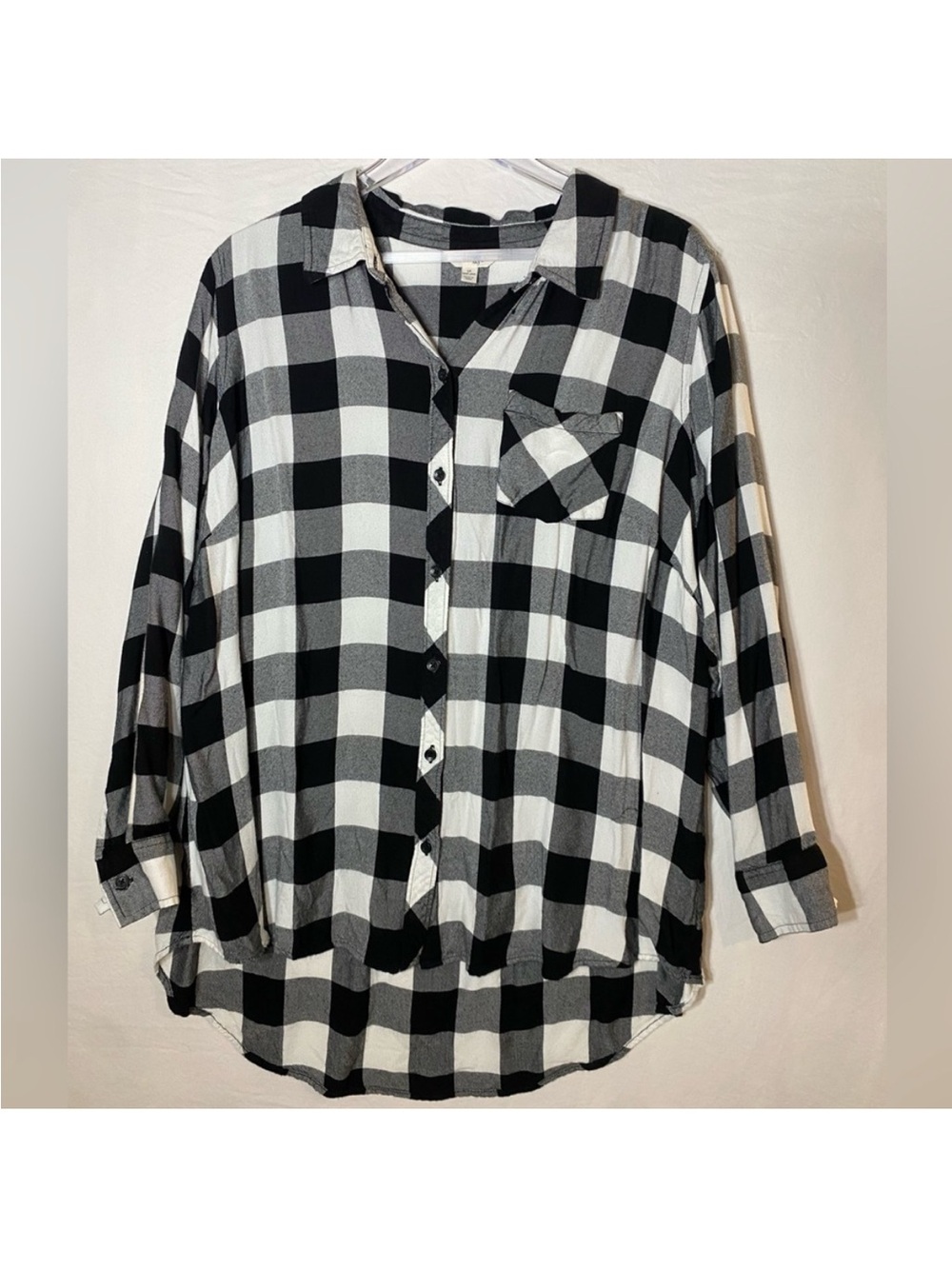 Terra & Sky 1X Black and White Buffalo Plaid Flannel shirt